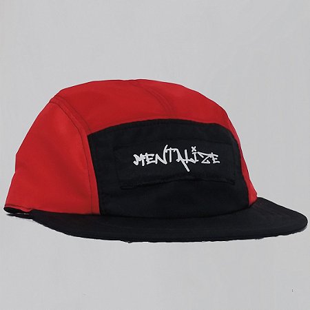 BONÉ FIVE PANEL MENTALIZE PRETO E VERMELHO