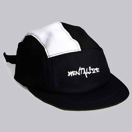 BONÉ FIVE PANEL MENTALIZE COR BLACK WHITE - TECIDO SARJA