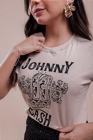 TSHIRT JOHNNY CASH - BEGE