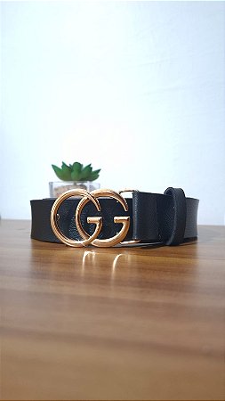 CInto GG Preto - Fivela Dourada