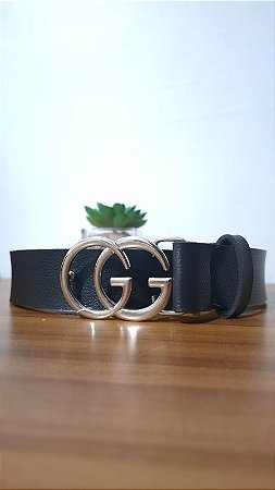 Cinto GG Preto - Fivela Prata