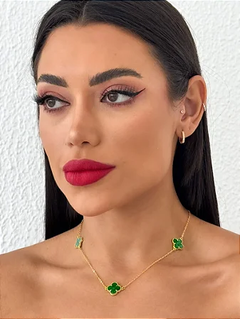 Colar Folheado a Ouro 18k Inspiração Verde