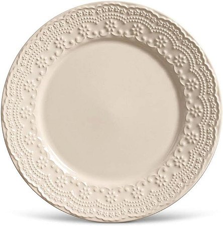 Conjunto 6 Pratos Rasos Madeleine Cru - Porto Brasil