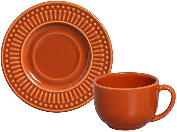 Conjunto 6 Xícaras Chá com Píres Roma Cantaloupe - Porto Brasil