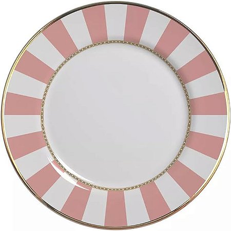 Conjunto 6 Pratos Rasos Stripe Rosa - Alleanza