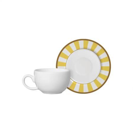 Conjunto Xícara Chá Com Píres Strip Amarelo - Alleanza