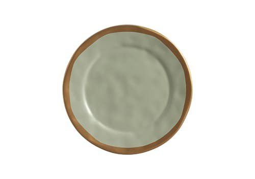 Conjunto 6 Pratos Raso Verde Com Filete Amassada - Scalla