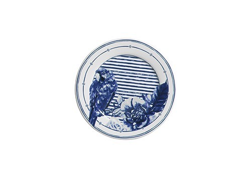 Conjunto Prato Sobremesa Arara Listado Azul
