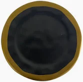 Conjunto Prato Sobremesa Preto com Filete Amassada - Scalla