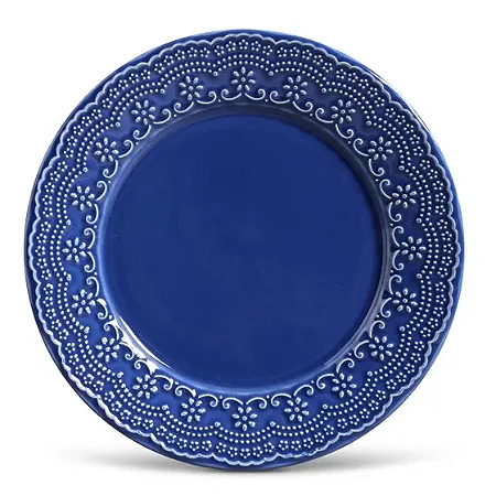 Conjunto 6 Pratos Rasos Madeline Azul Navy - Porto Brasil