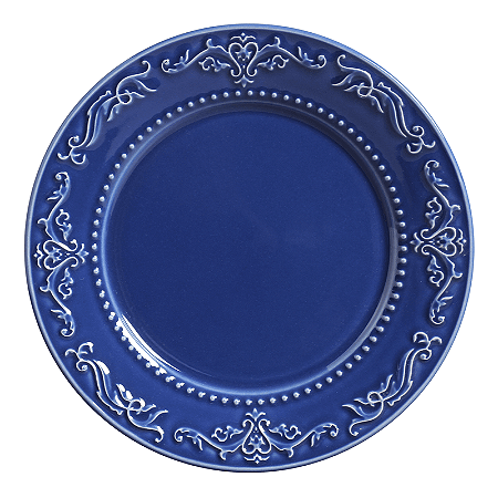 Conjunto 6 Pratos Rasos Acanthus Azul Navy - Porto Brasil