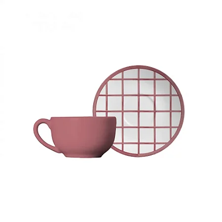 Conjunto 6 Xicaras Chá Pink Trace Coup - Alleanza