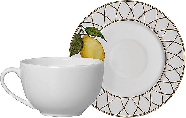 Conjunto com 6 Xícaras de Chá com 6 Pires Siciliano 200ml - Alleanza