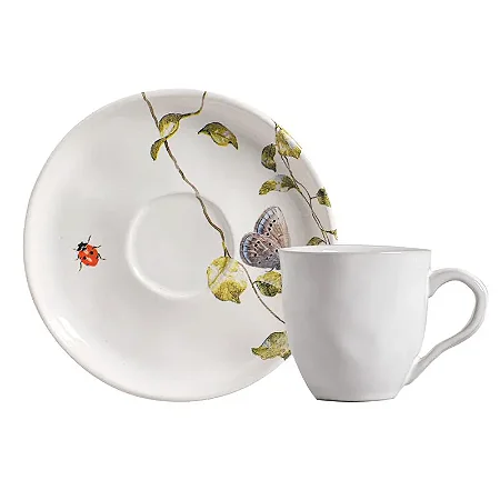 Conjunto 6 Xícaras Chá com 6 Pires Bio Sereno 170ml - Porto Brasil