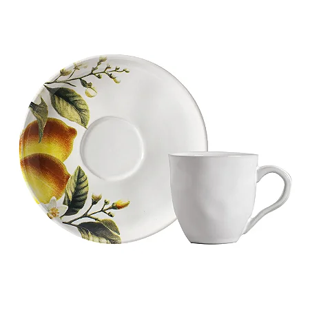 Conjunto 6 Xícaras Chá com 6 Pires Bio Limonata 170ml - Porto Brasil