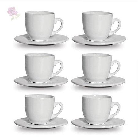 Conjunto 6 Xicaras Chá Com Pires Standard Branco - Scalla