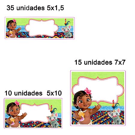 Etiqueta escolar Moana Baby  60 unidades