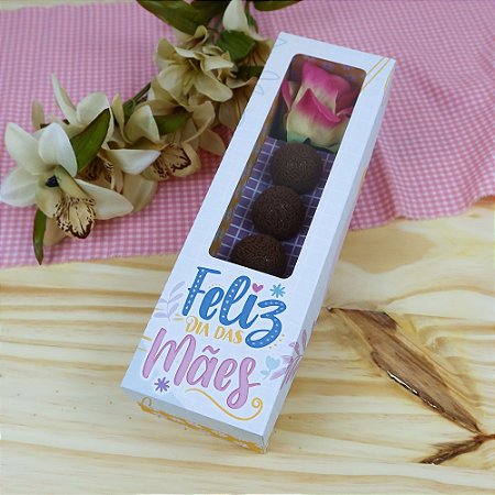 Embalagem para 6 bombom e 1 botão de rosa dia das mães