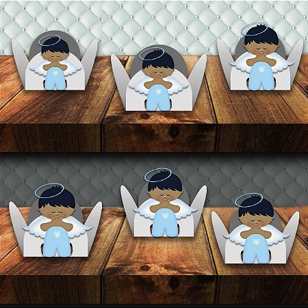 Forminha batizado com aplique  menino negro com 100 unidades