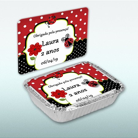 Adesivo rótulo Joaninha  para marmitinha com 10 unidades