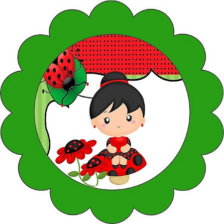 12 Adesivo/ Rótulo Joaninha redondo 5x5 (personalizamos qualquer tema sem o nome do aniversariante)