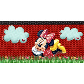 10 Adesivo/rótulo para cofre de papelão da Minie Vermelha (Personalizamos qualquer tema)