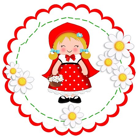 Adesivo redondo  chapeuzinho vermelho com 10 unidades