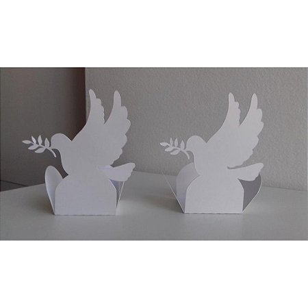 Forminha de pombinha branca para batizado menino ou menina 10 unidades