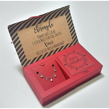 Caixa convite para madrinha casamento batizado