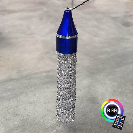 Abajur Pendente Azul em LED Colorido com Controle Remoto