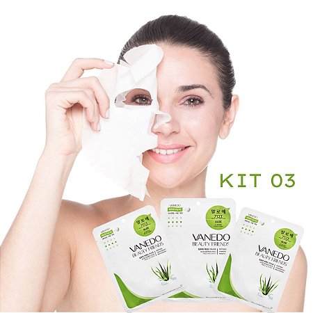 Kit com 03 Mascara Limpeza Hidratação Facial