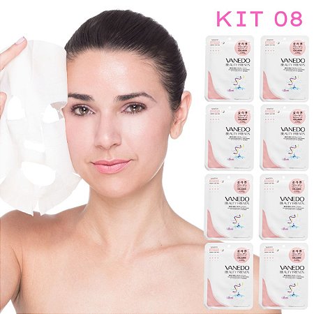 Kit com 08 Mascara Limpeza Hidratação Facial