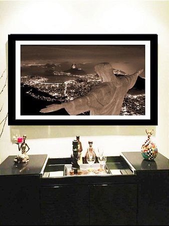 Quadro Strass Cristais Swarovski Rio de Janeiro Cristo Redentor Sépia