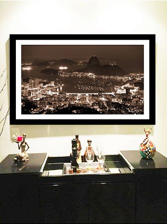 Quadro Strass Cristais Swarovski Rio de Janeiro Corcovado Sépia