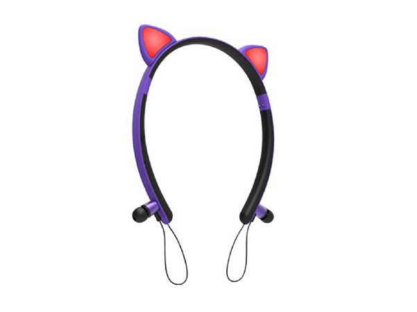 Fone de Ouvido Luminous ZW-29 Bluetooth Cat Ear - roxo