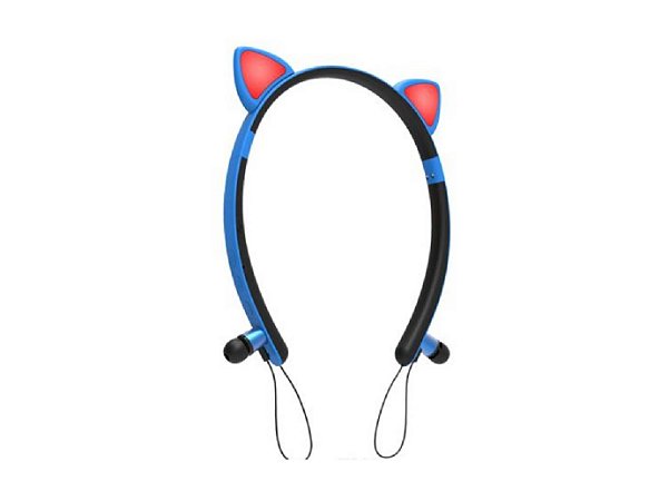 Fone de Ouvido Luminous ZW-29 Bluetooth Cat Ear - azul