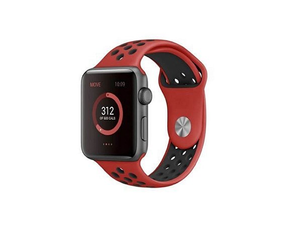 Pulseira para Smartwatch Apple 42/44mm- vermelho com preto