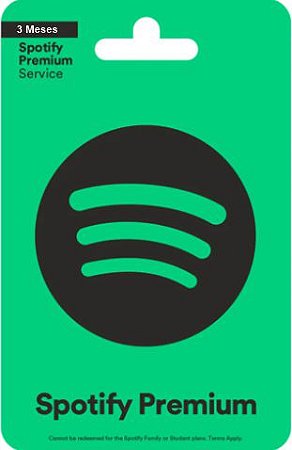 Cartão Pré-Pago Spotify Premium 3 Meses R$50
