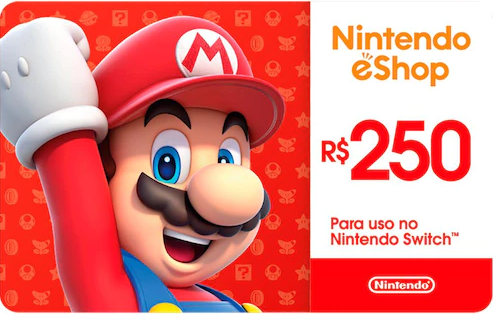 Nitendo Eshop R$250 - Cartão Presente Digital [Exclusivo Brasil]