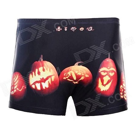 Shorts Masculinos Estilo Abóboras em 3D - Preto (Tamanho XL)