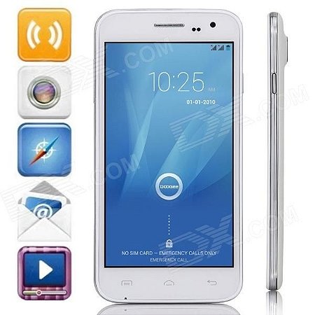 Jiake JK760 Android 4.4.2 Dual-core WCDMA Telefone w / 5.0 ", 4GB ROM, Wi-Fi, GPS, BT - Branco