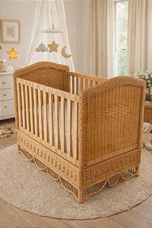 Berço de rattan natural