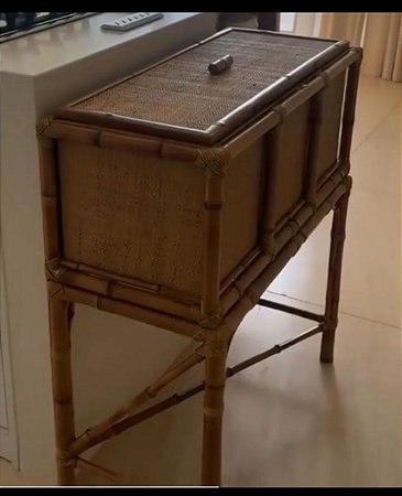 Geleira de bambu natural com tampa e com zinco interno