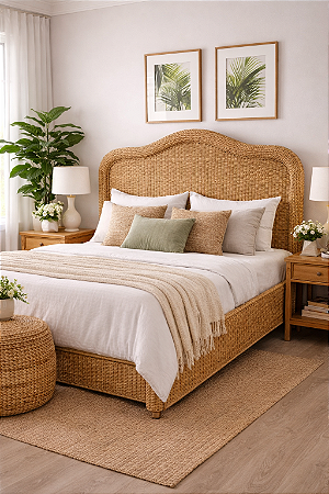 Cama queen de junco natural