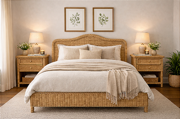 Cama queen de junco natural