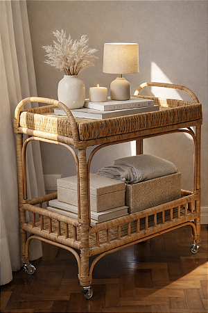 Carrinho de Chá Bar Arraial de apui e junco natural