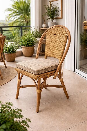 Cadeira sem braço de junco natural