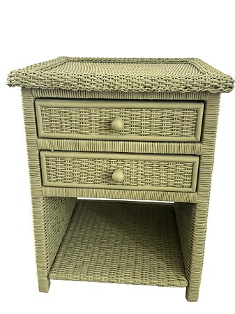 MESA DE CABECEIRA DE JUNCO  COLORIDO VERDE MUSGO 70X55X55cm