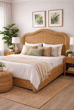 Cabeceira de cama King de junco