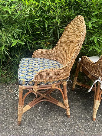 Cadeira Roma de junco apui natural com almofada